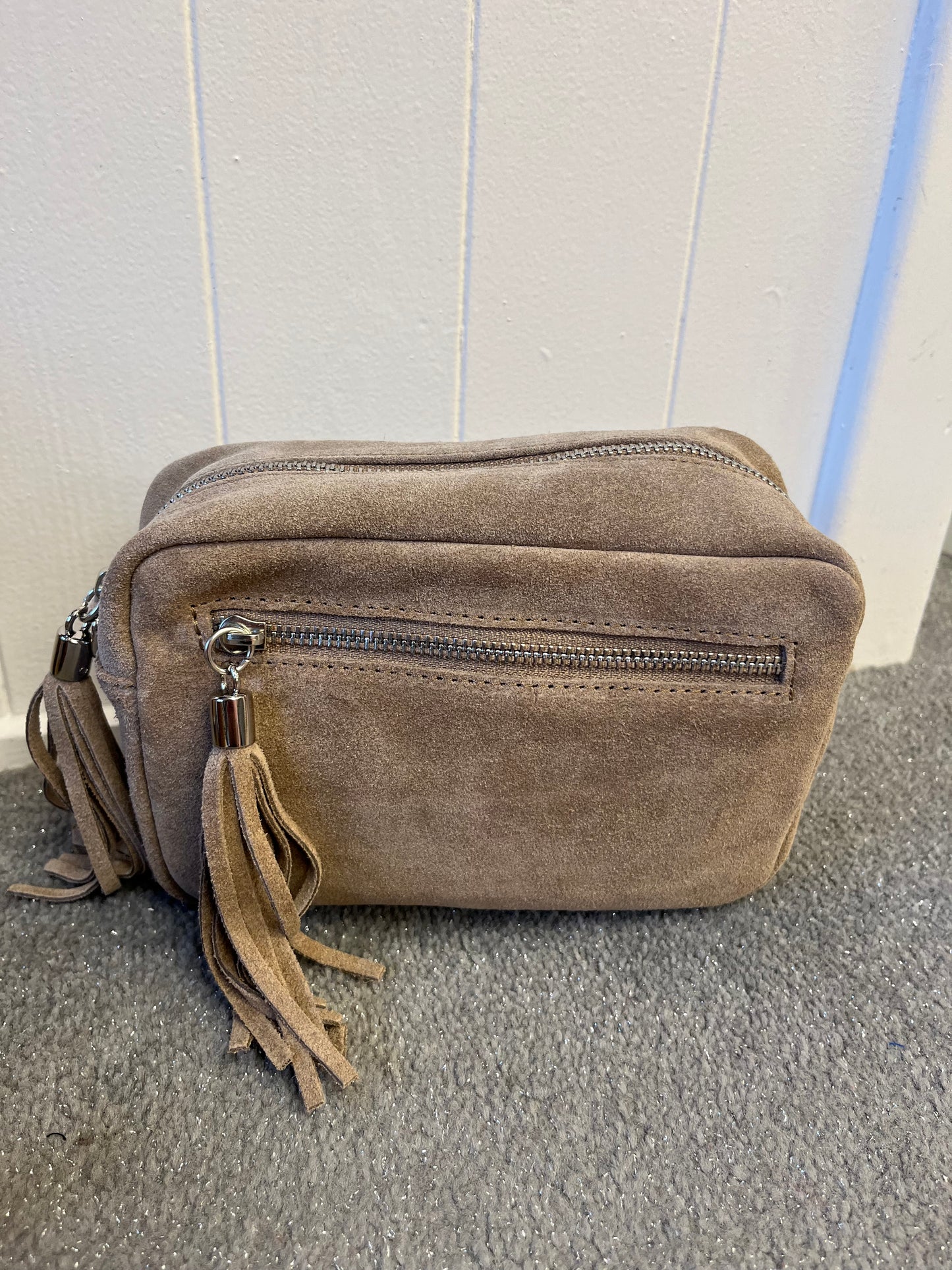 Isla Suede / Leather Handbag - Beige