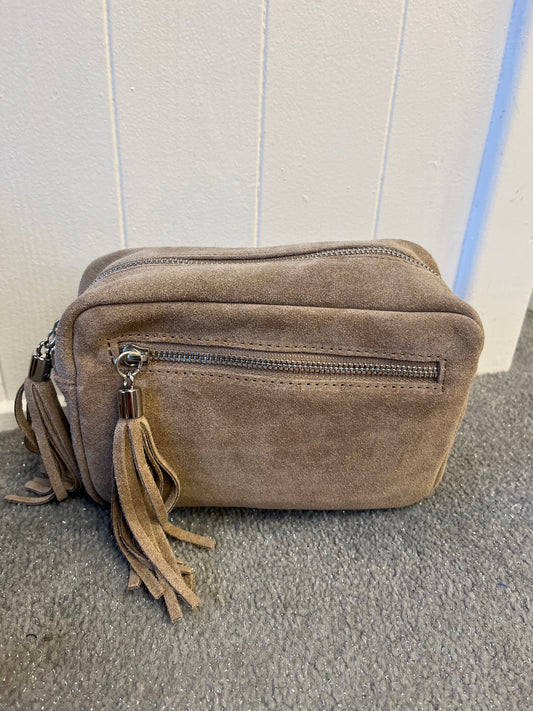 Isla Suede / Leather Handbag - Beige
