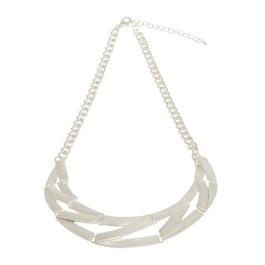 Kahina Matt Silver Tribal Statement Necklace  DN0955S