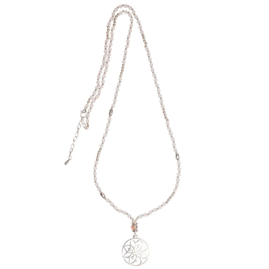 Gaia Silver and White Semi-Precious Stone Dreamcatcher Necklace DN1875S