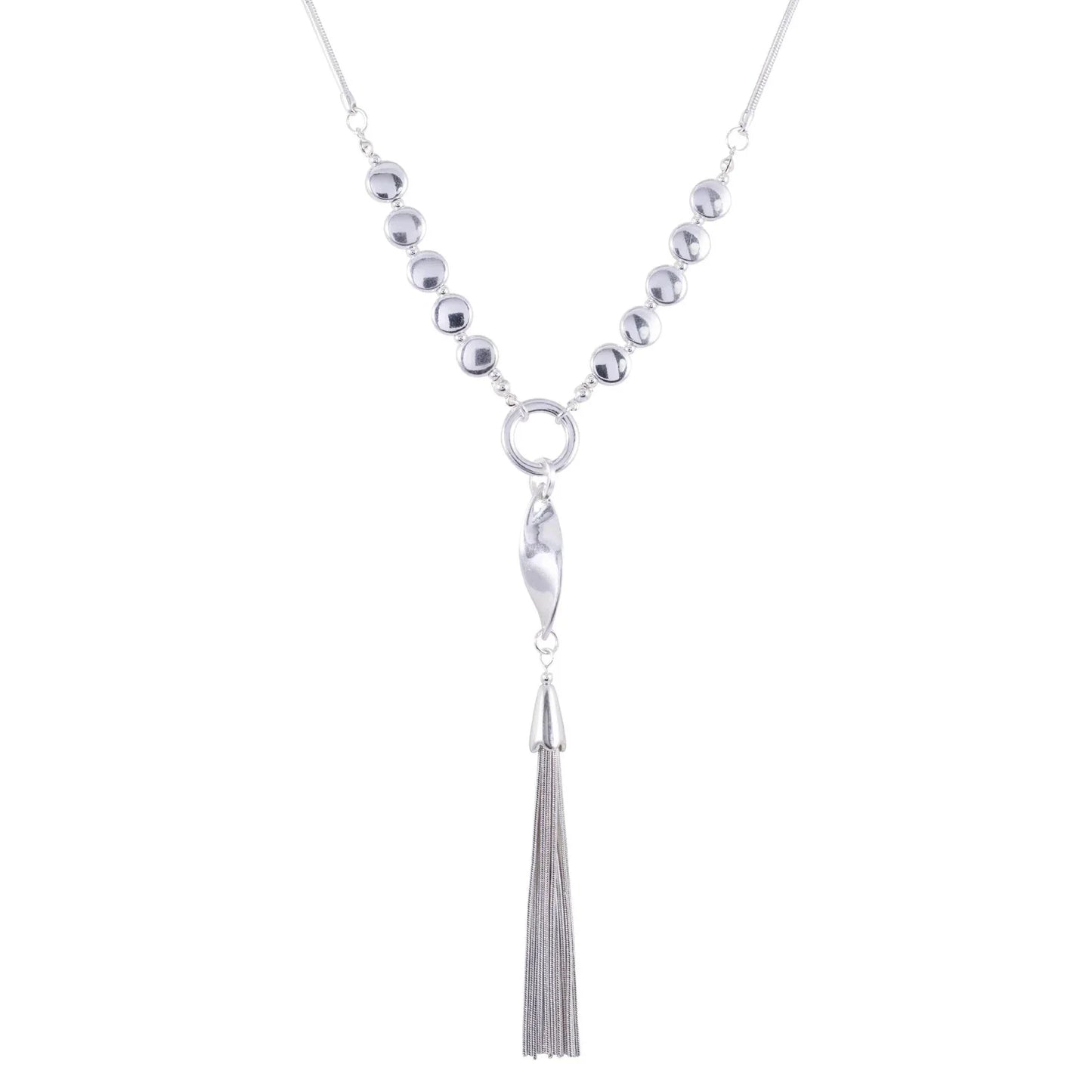 Zaha Silver Long Tassel Lariat Necklace  DN2118S