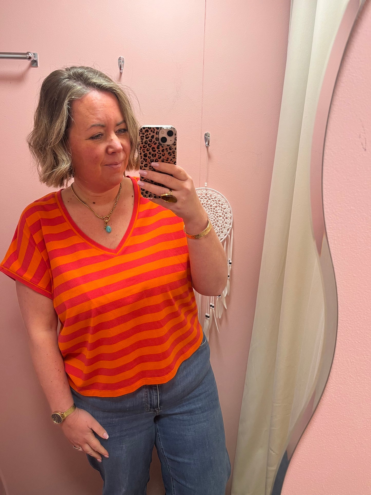 Juniper V Neck Stripe Tee