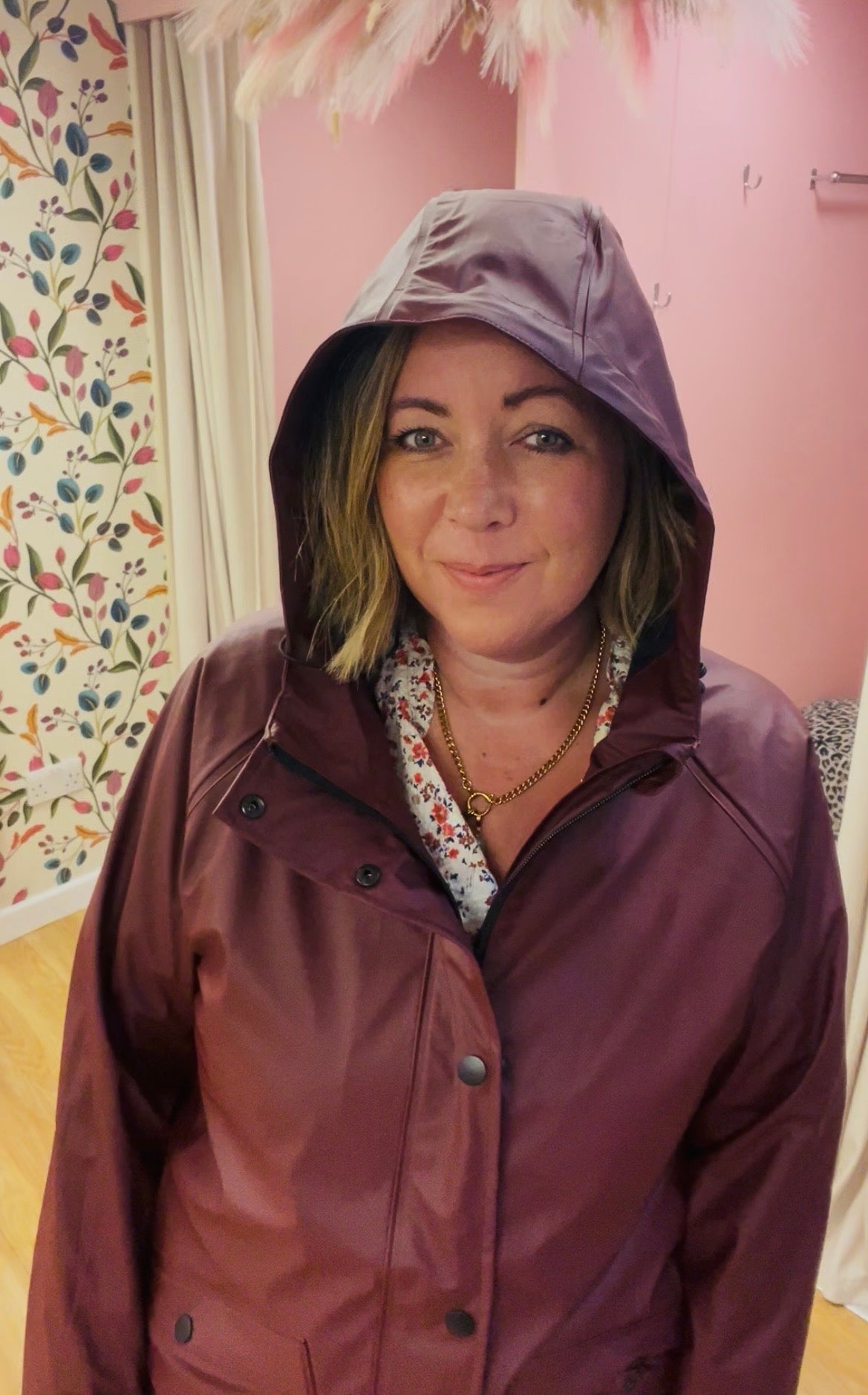 Tazi Waterproof Rain Coat - Burgundy