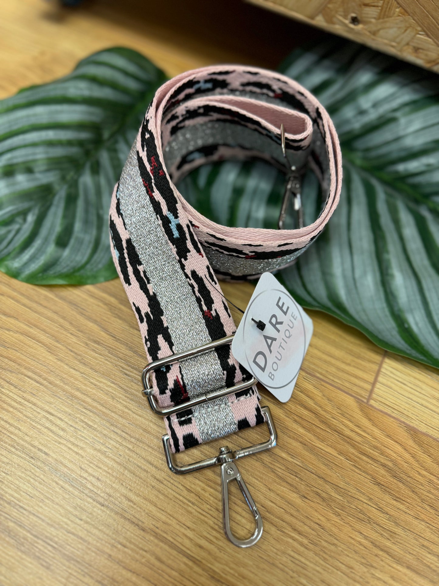 Replaceable Handbag Strap - Leopard pink/silver