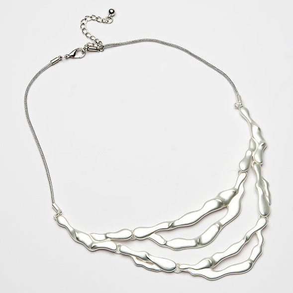 Short Layered Silver Necklace - EN0594