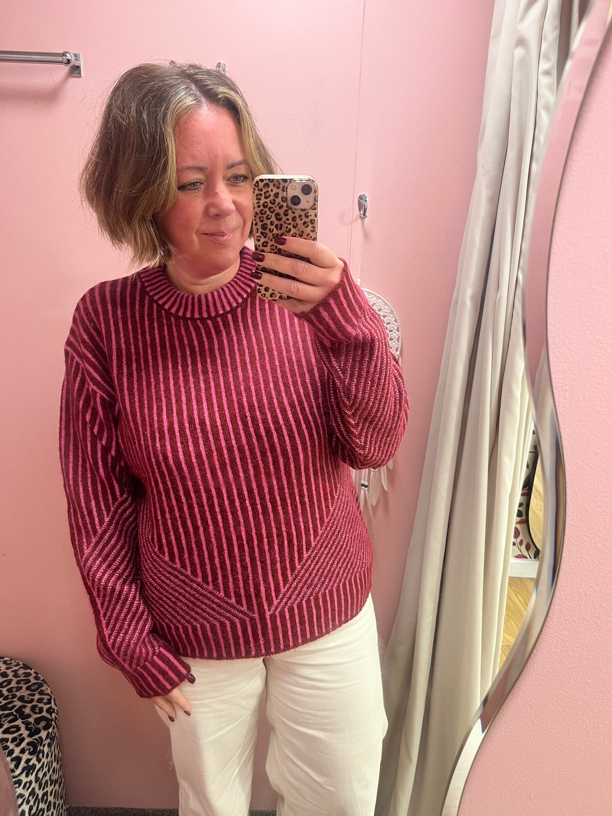 Premium Mara Jumper - Pink / Red Stripe