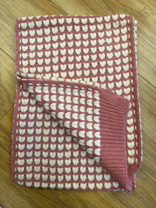 Hearts Knitted Scarf - 2 colours