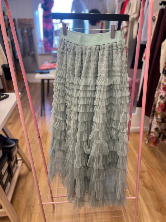 Ruffle Maxi Skirt - Sage Green