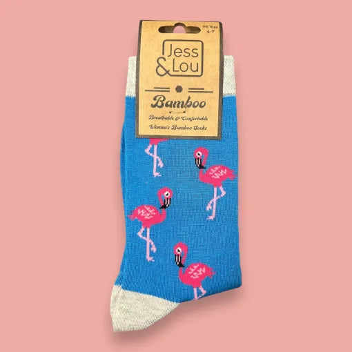 Bamboo Sock - Blue Flamingo