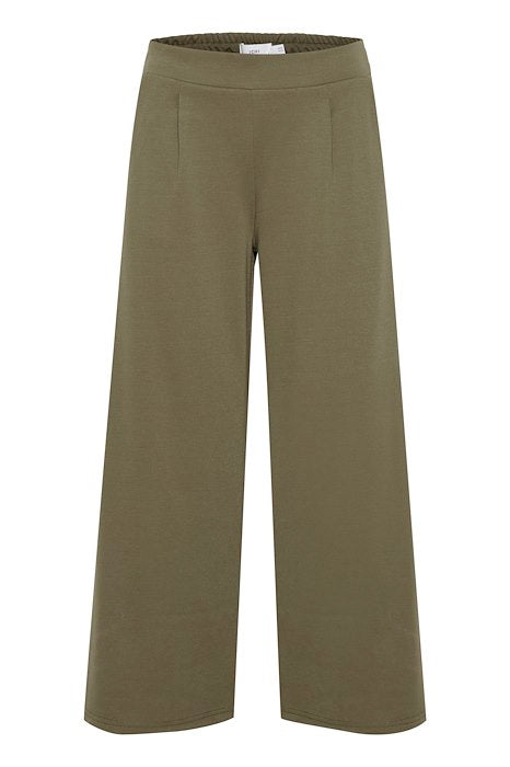 Kate Wide 3/4 Length Trouser - Khaki