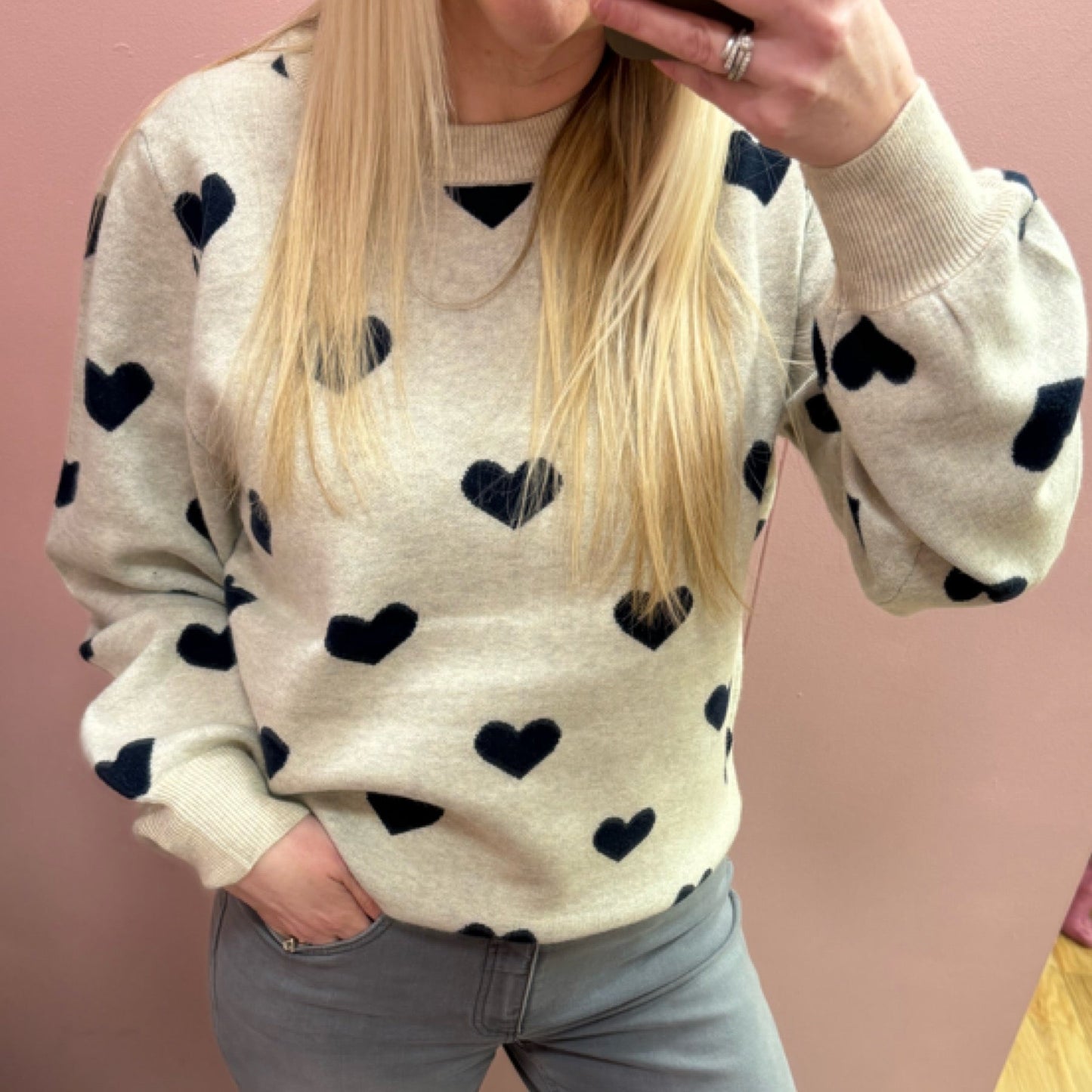 Navy Heart Knit