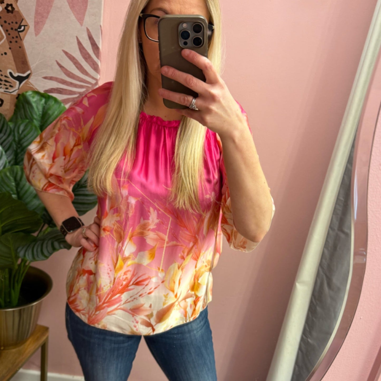 Lily Blouse - Pink Floral Print