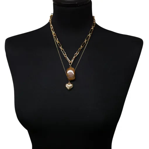 Layered Necklace - Gold with Argonite