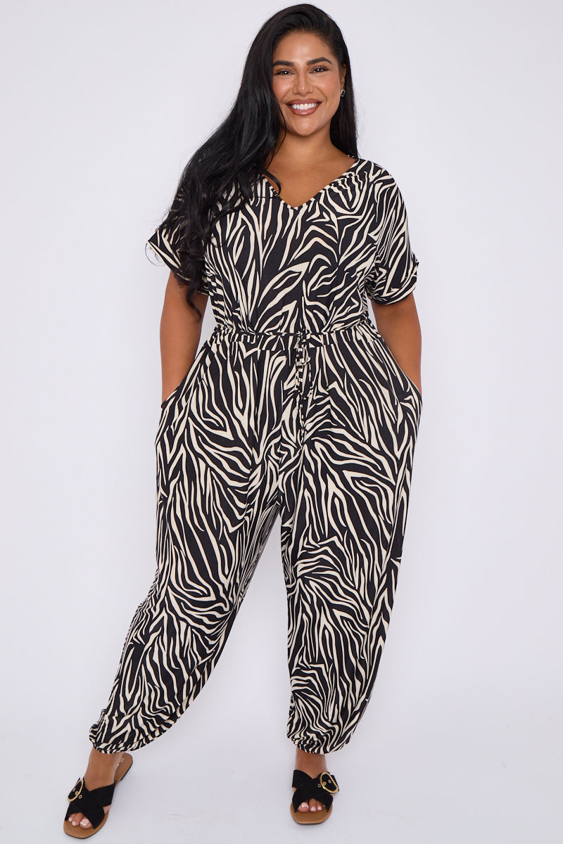 Curve Zebra Print Jumpsuit