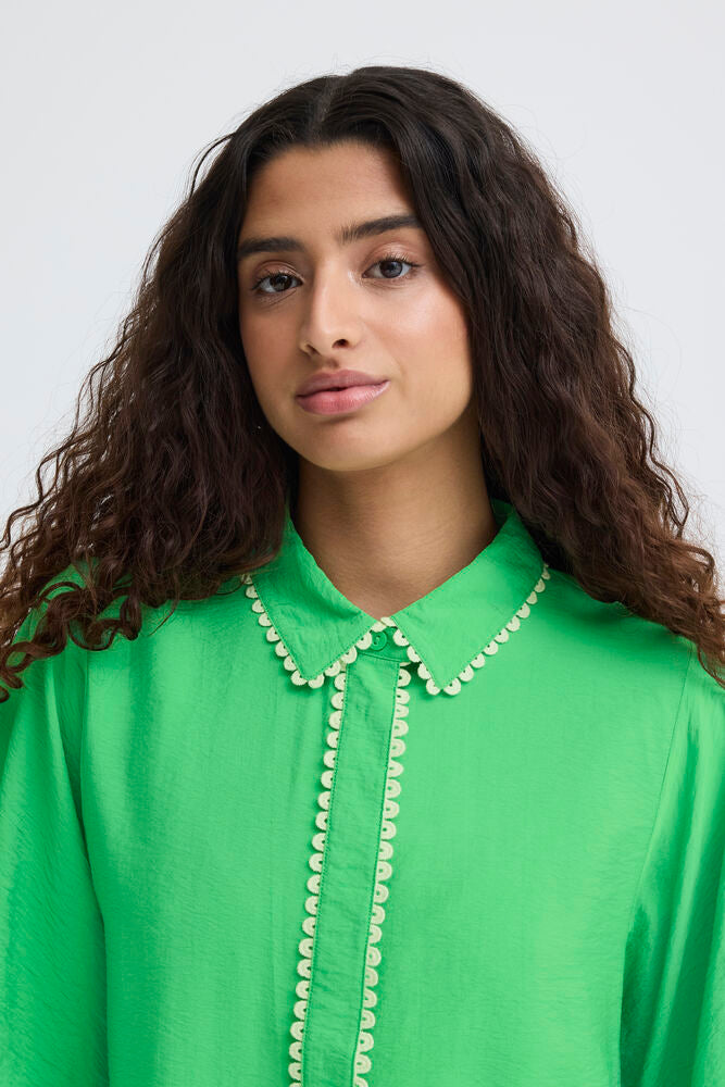 Leni Trim Detail Blouse - Green