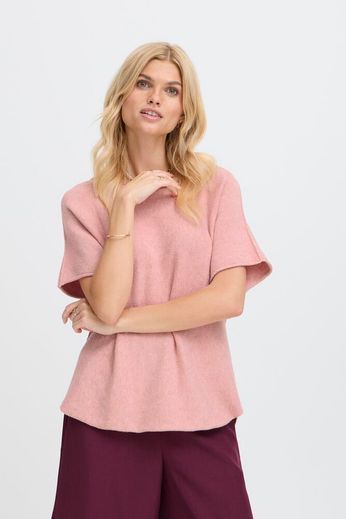 Misty Short Sleeve Light Knit Top - Rose