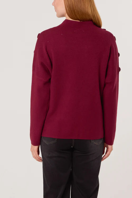 Button Shoulder Jumper - Berry