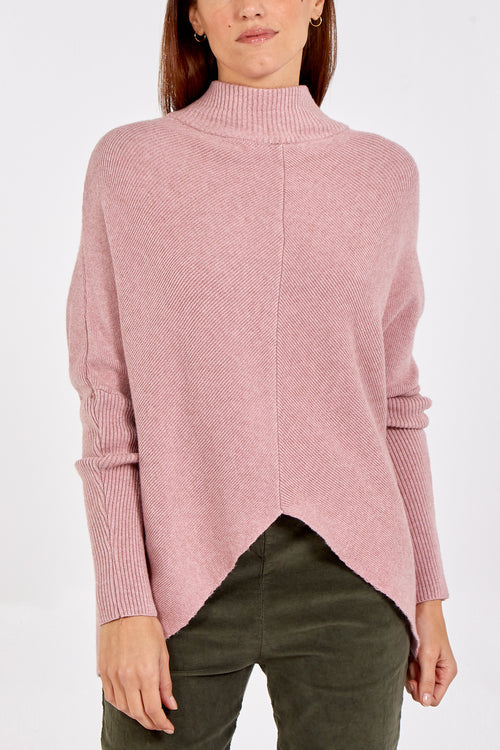 Turtle Neck Hi-Lo Jumper - Blush