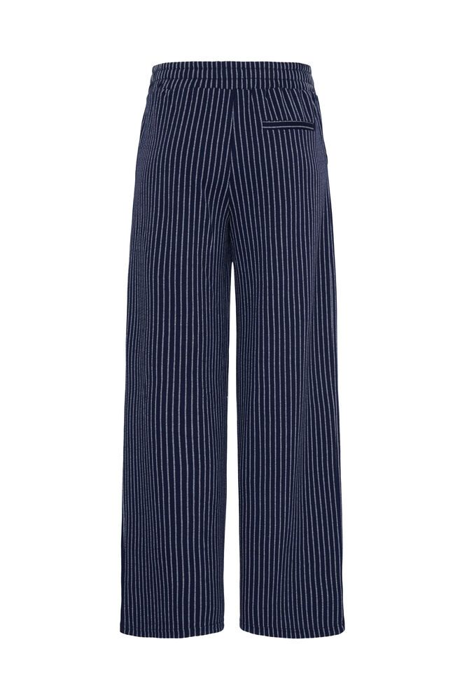 Soft Wide Leg Trouser - Navy Stripe