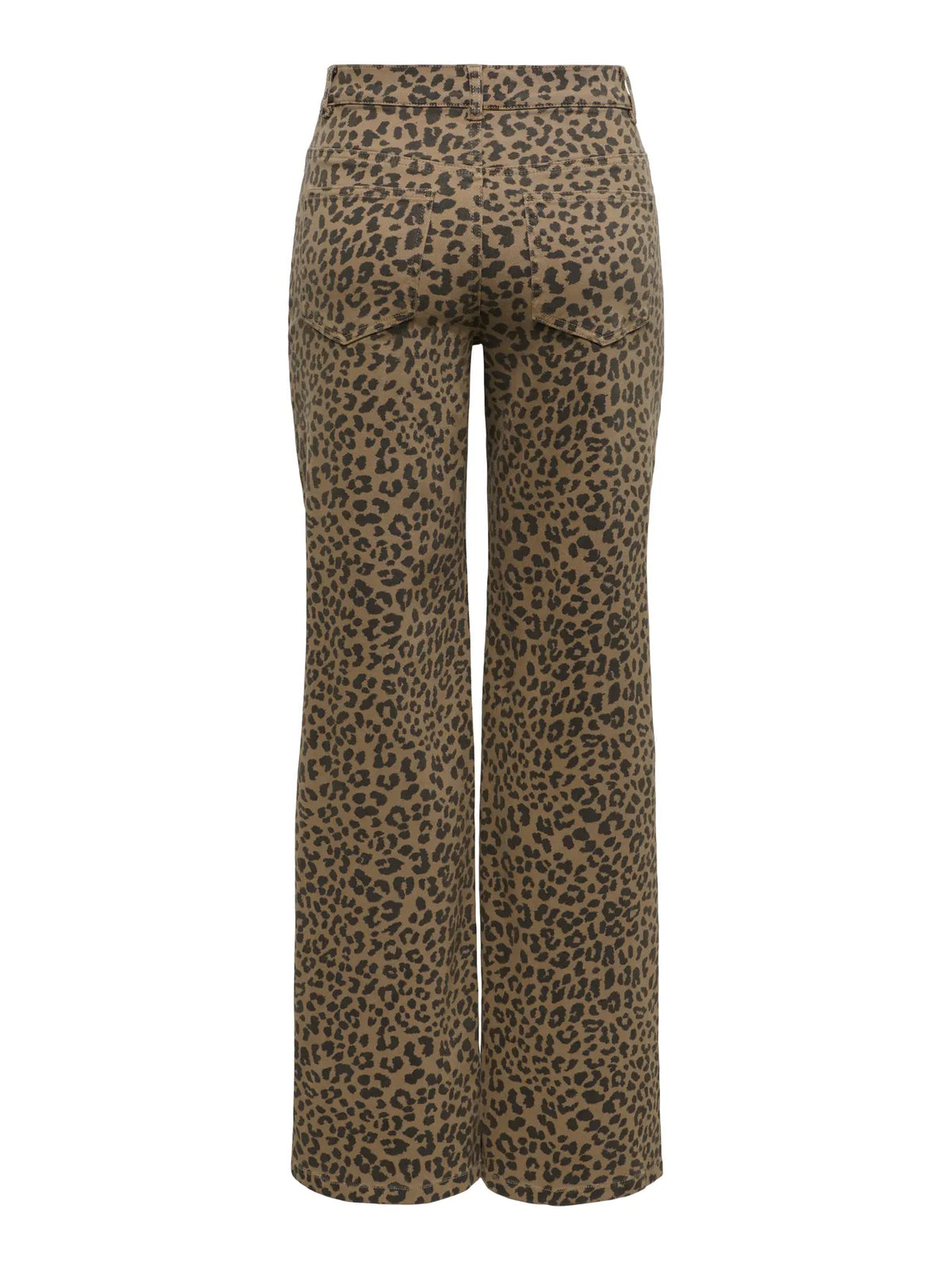 High Waist Wide Leg Jean - Tan Leopard