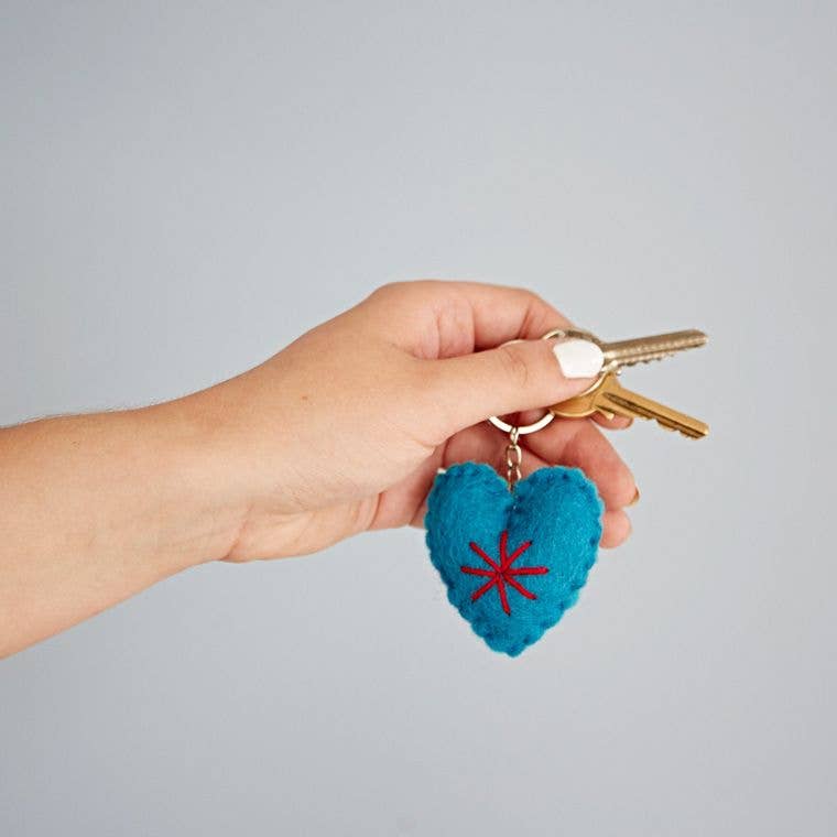 Felt Heart Keyring - Multi