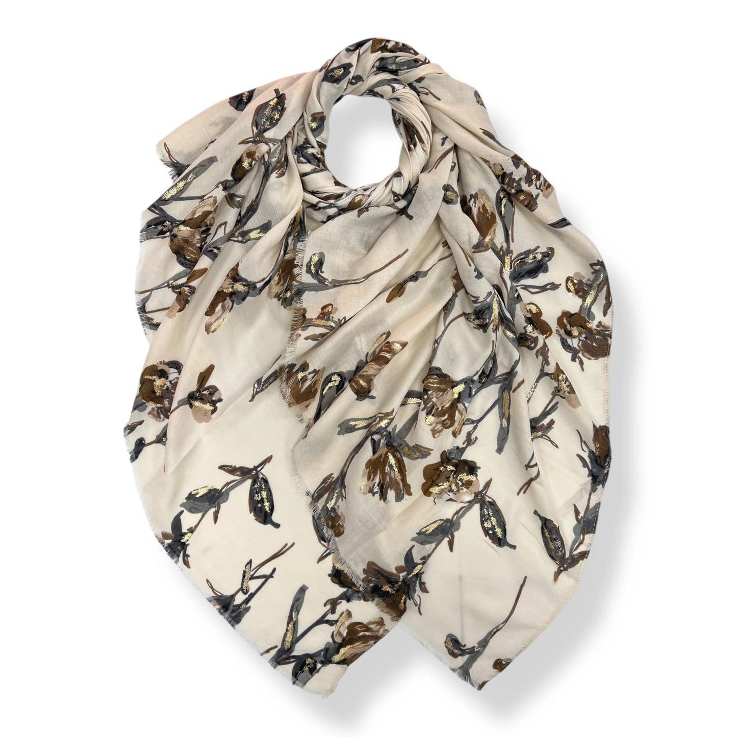 Jasmine flower print scarf - Cream
