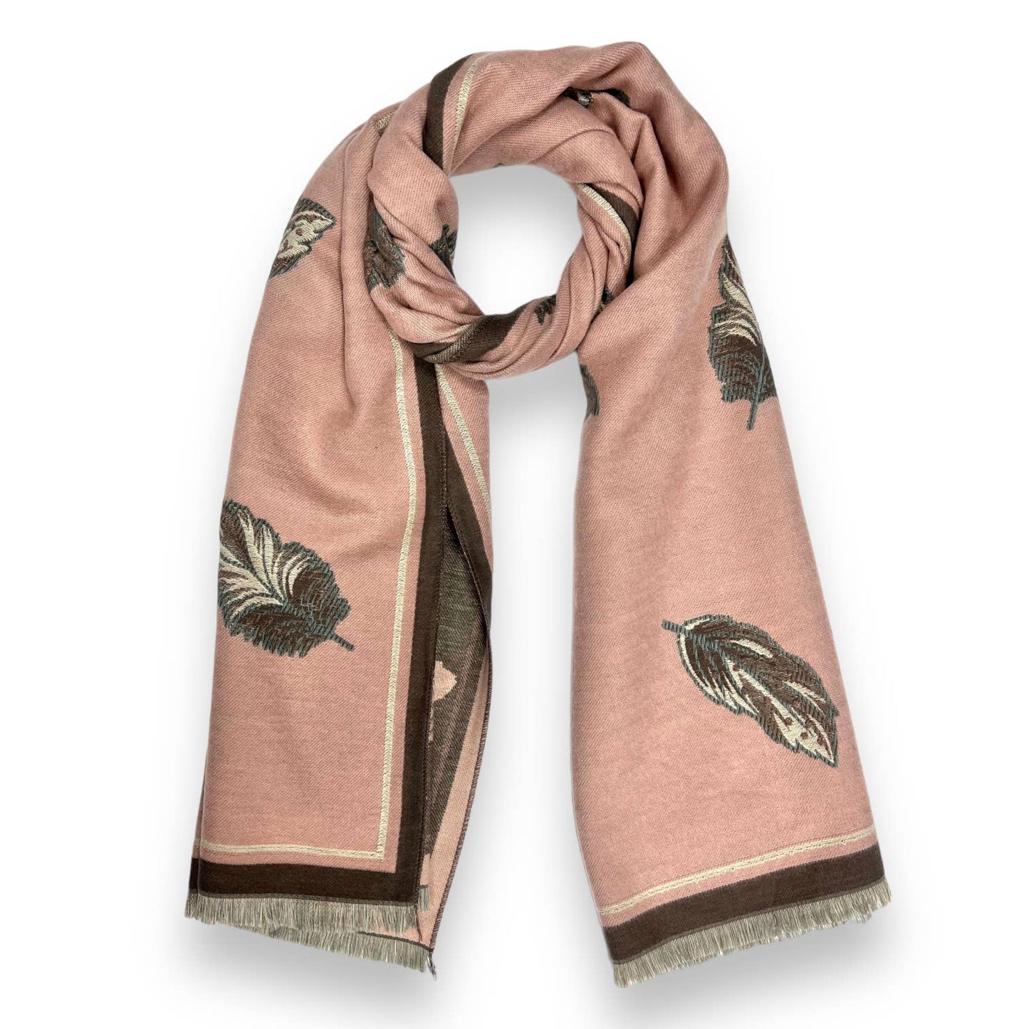 Feather Print Cashmere Blend Scarf