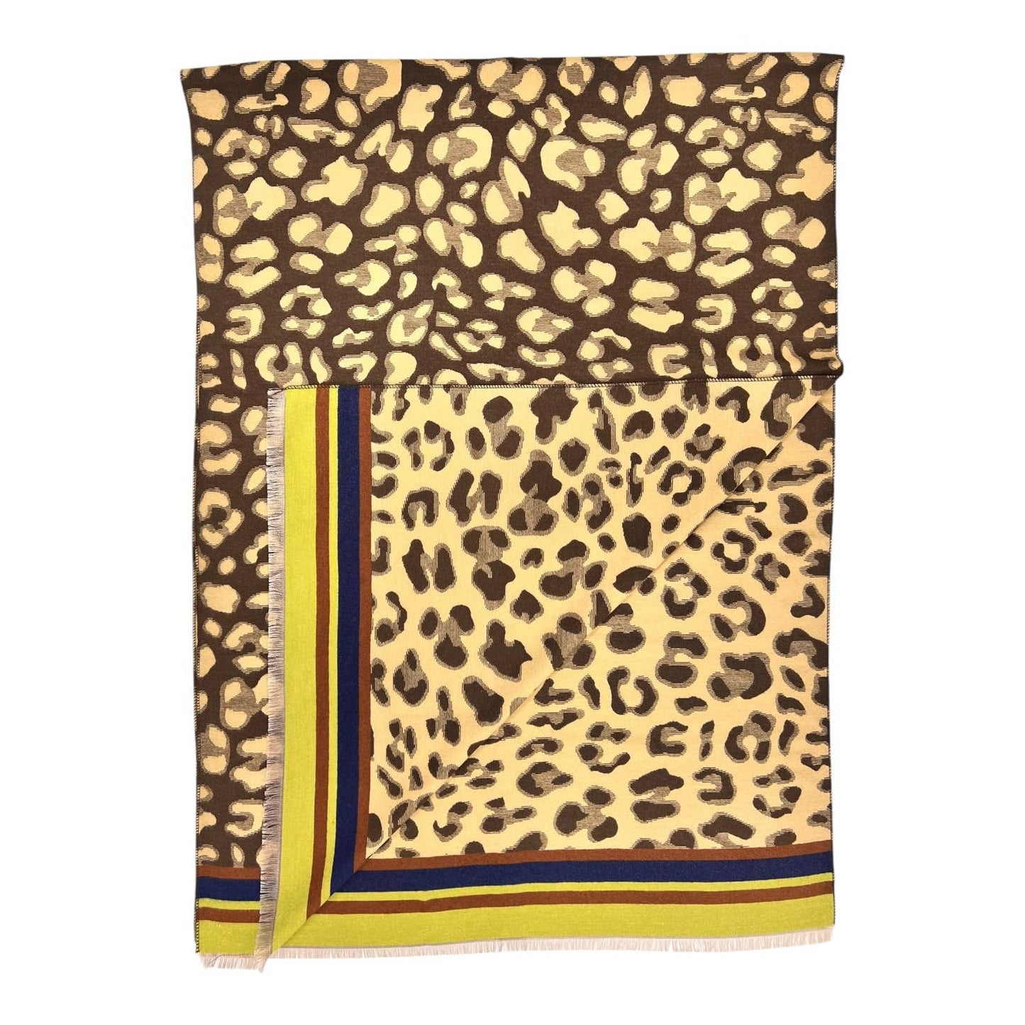 Leopard Print Scarf with Border