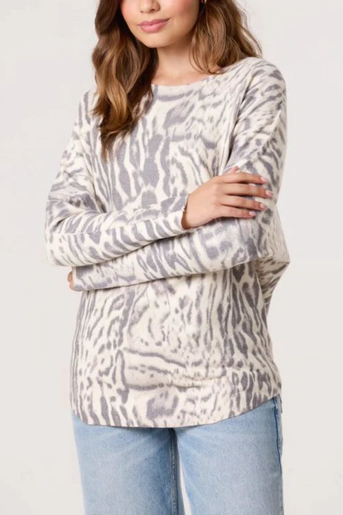Fine Knit Animal Print Jumper