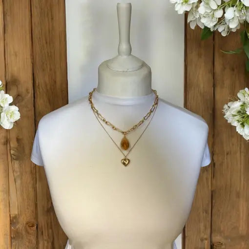 Layered Necklace - Gold with Argonite