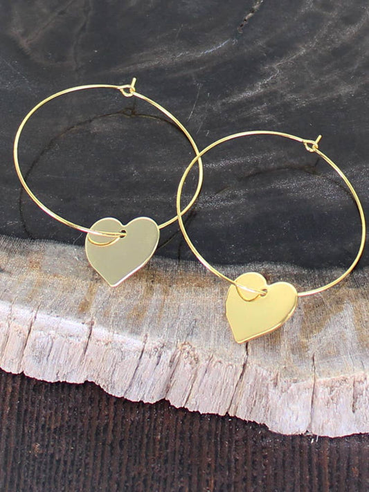 Hoop Earring with Heart Charm