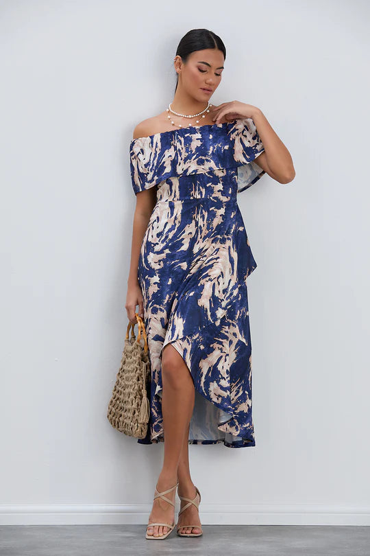 Bardot Navy / Cream Wrap Detail Dress