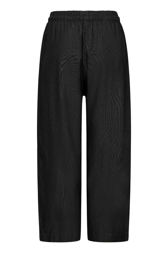 The Chianti Linen Blend Barrell Leg Trouser - Black