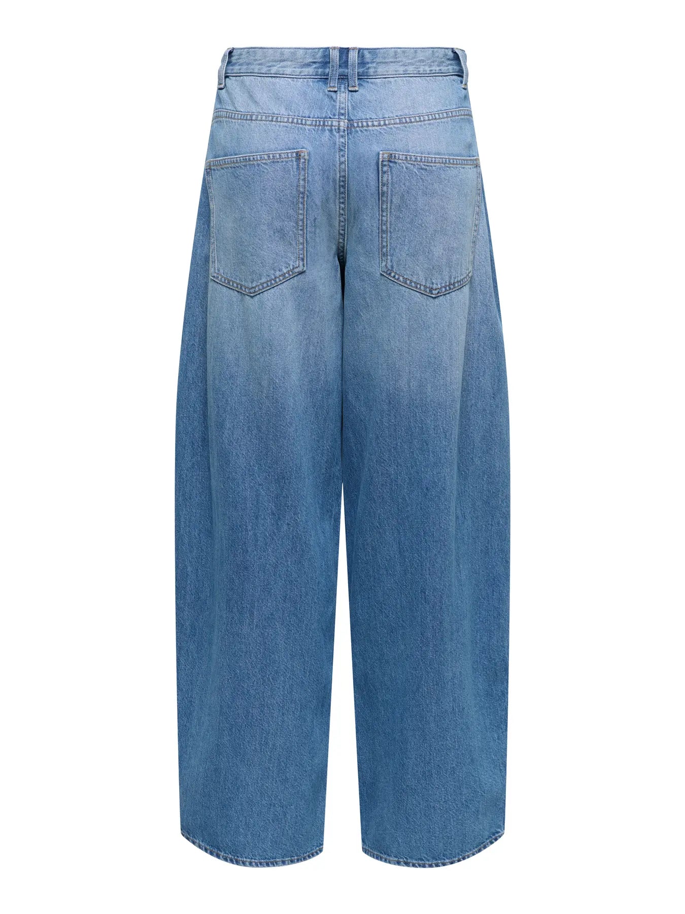 High Waist Barrel Leg Jean - Mid Blue