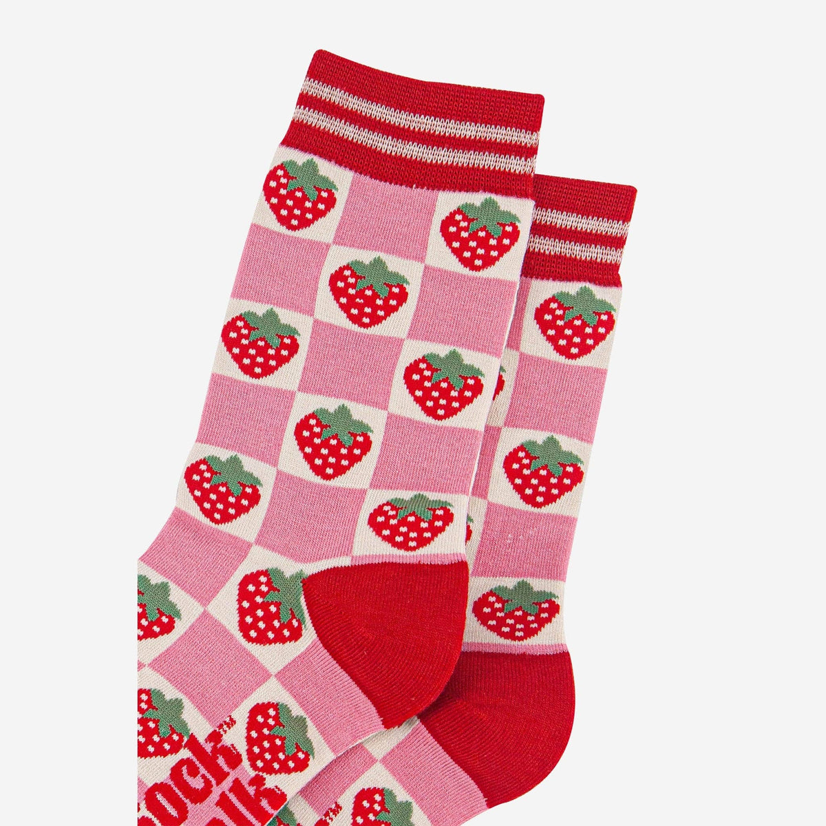 Bamboo Socks - Pink/Red, Checked Strawberry