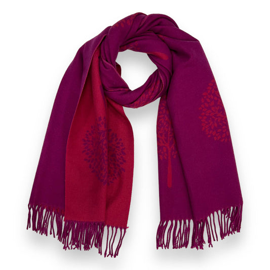 Cashmere Blend Scarf - Tree Print - Pink