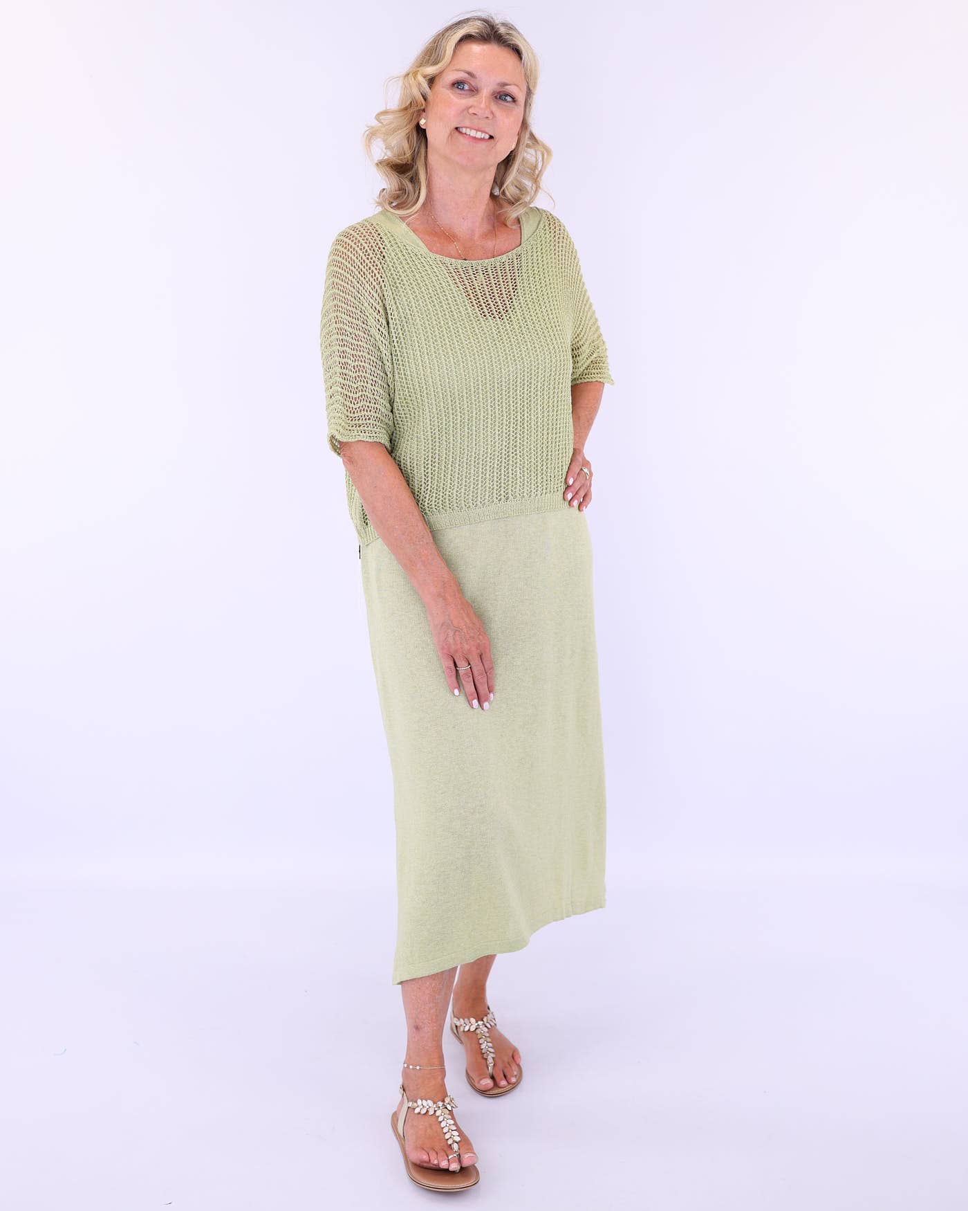 Loose Knit Crochet Top with Metallic Thread - 3 colours