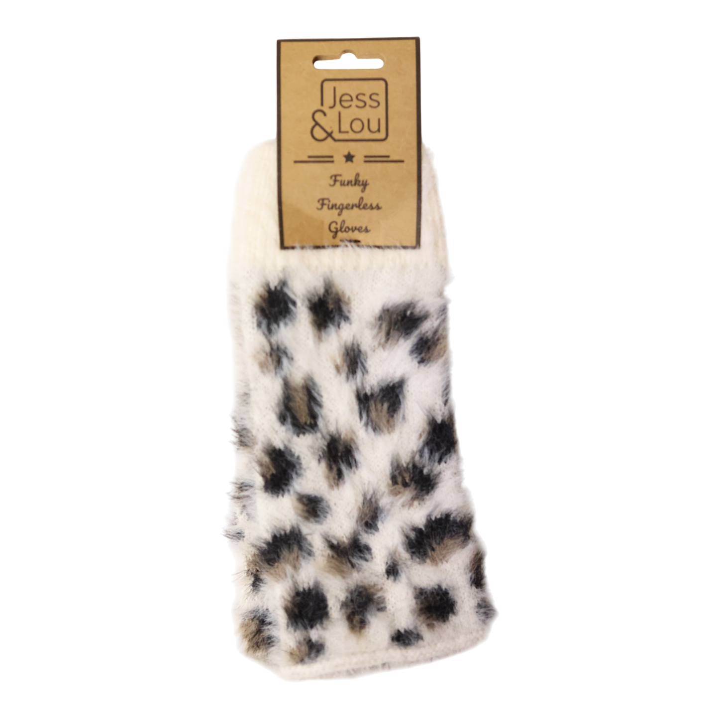 Fingerless Glove / Wrist Warmer - Cream Animal