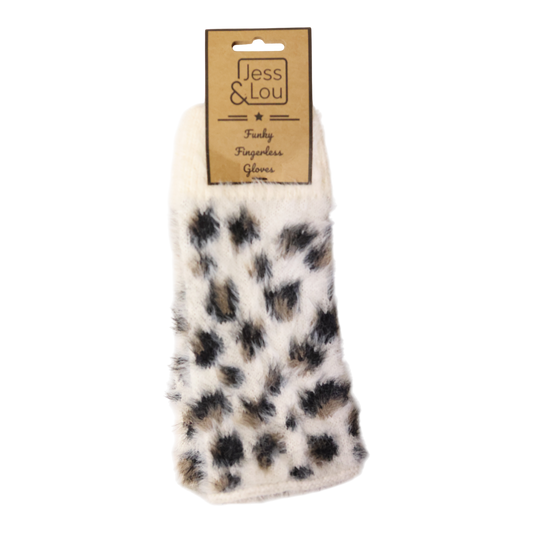 Fingerless Glove / Wrist Warmer - Cream Animal