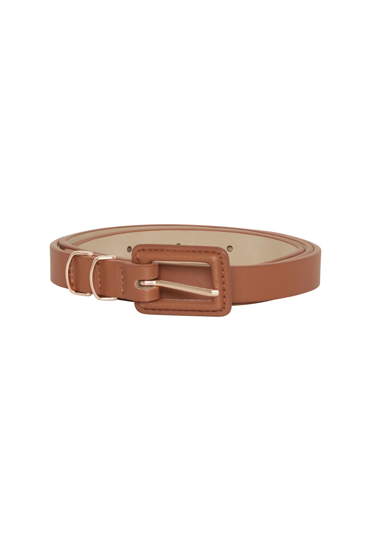 Slim Tan Belt with Rectangle Buckle