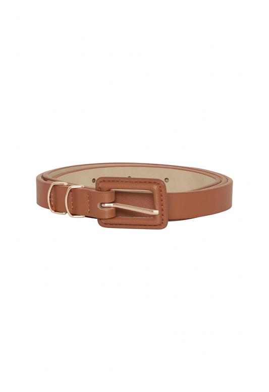 Slim Tan Belt with Rectangle Buckle