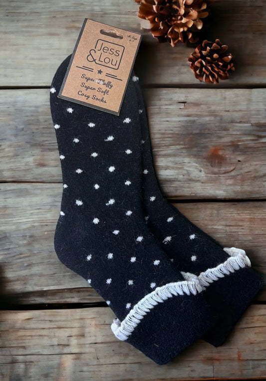 Cosy Socks - Black Dotty