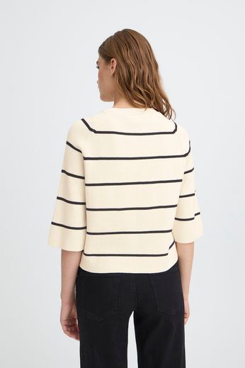 Boston Half Sleeve Rib Knit - Black / Cream Stripe
