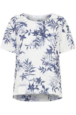 SS Kadi Leaf Print Top with Cut Out Detail - Navy