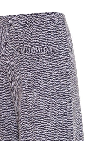 Kate Jacquard Pull On Wide Leg Trouser - Patriot Blue Herringbone