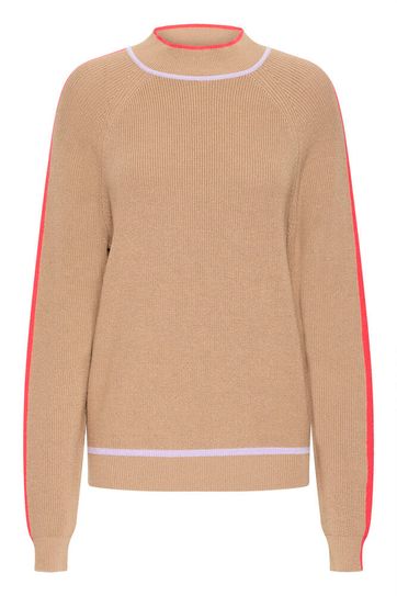 Boston Turtle Neck Jumper - Sepia Block
