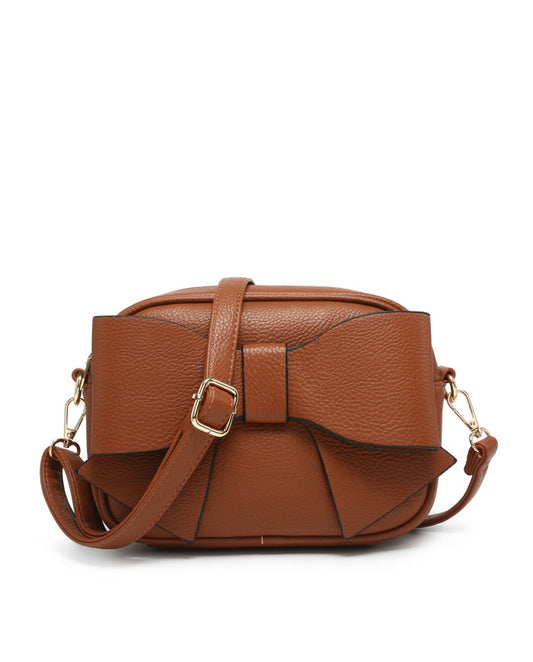 Handbag with Bow Front - Tan