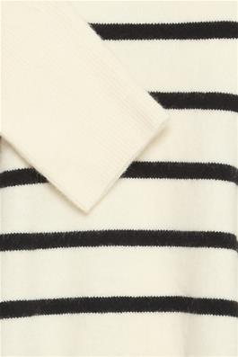 Rita Stripe Jumper with Drop Shoulder - Antique White / Black