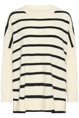 Rita Stripe Jumper with Drop Shoulder - Antique White / Black