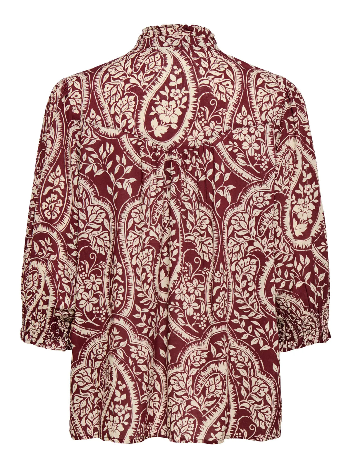 Raya Puff Sleeve Blouse - Burgundy Paisley